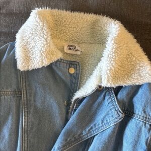 Princess Polly Light Blue Denim Jacket with White Sherpa lining